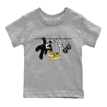 AJ1 Yellow Ochre shirt to match jordans Clothesline sneaker tees Air Jordan 1 Yellow Ochre SNRT sneaker release tees baby toddler Heather Grey 2 cotton Shirt