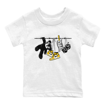 AJ1 Yellow Ochre shirt to match jordans Clothesline sneaker tees Air Jordan 1 Yellow Ochre SNRT sneaker release tees baby toddler White 2 cotton Shirt