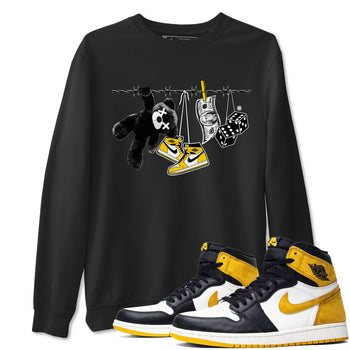 AJ1 Yellow Ochre shirt to match jordans Clothesline sneaker tees Air Jordan 1 Yellow Ochre SNRT Sneaker Release Tees unisex cotton Black 1 crew neck shirt