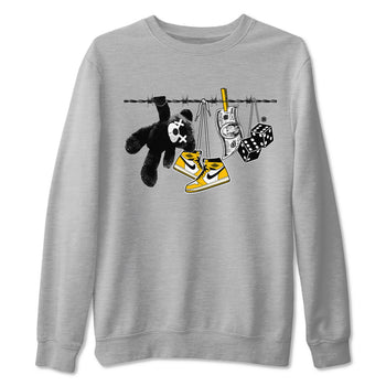 AJ1 Yellow Ochre shirt to match jordans Clothesline sneaker tees Air Jordan 1 Yellow Ochre SNRT Sneaker Release Tees unisex cotton Heather Grey 2 crew neck shirt