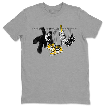 AJ1 Yellow Ochre shirt to match jordans Clothesline sneaker tees Air Jordan 1 Yellow Ochre SNRT Sneaker Release Tees unisex cotton Heather Grey 2 crew neck shirt