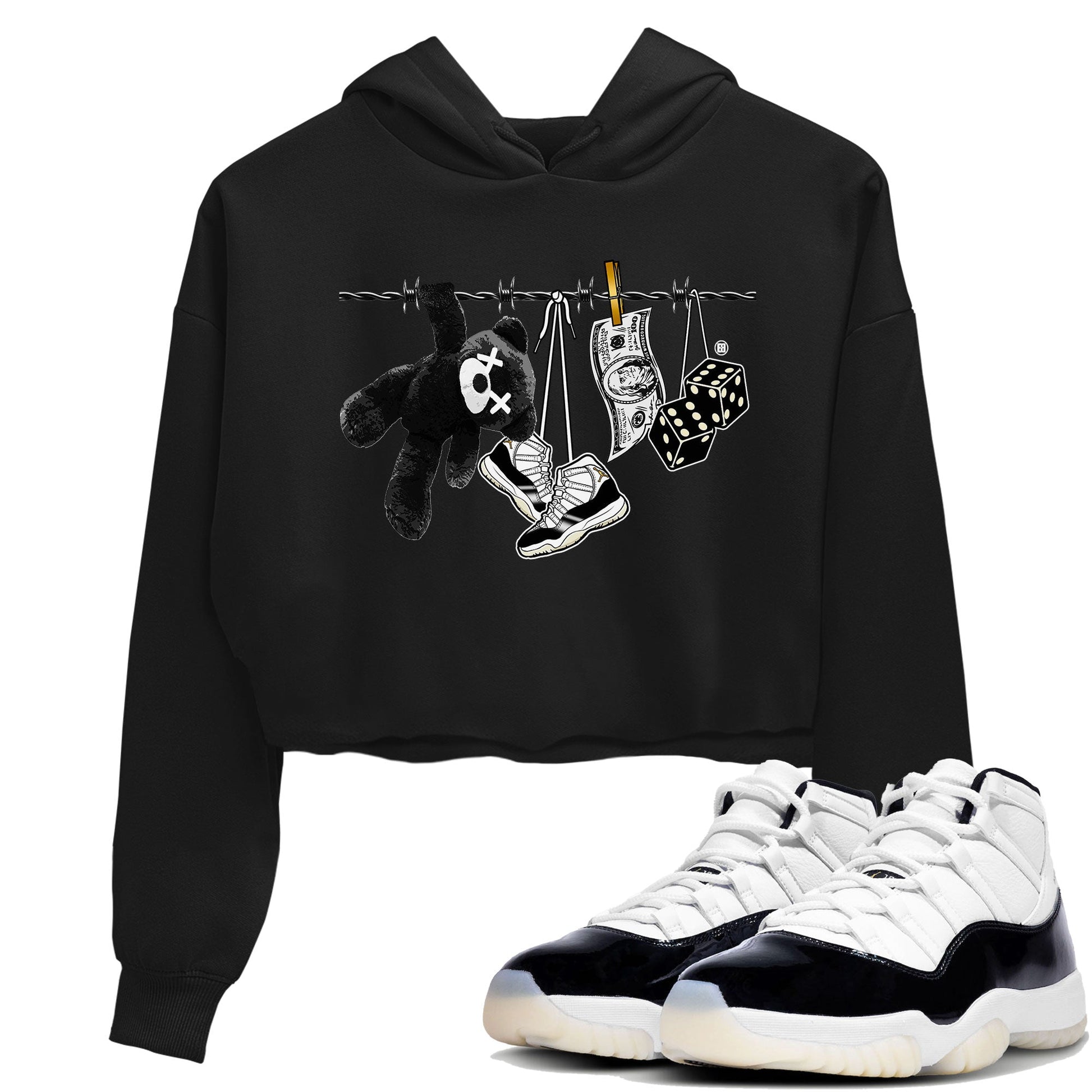 Air Jordan 11 Gratitude shirt to match jordans Clothesline sneaker tees Jordan 11 Retro Gratitude SNRT Sneaker Tees Sneaker Matching Cotton Shirt Black 1 crop length shirt