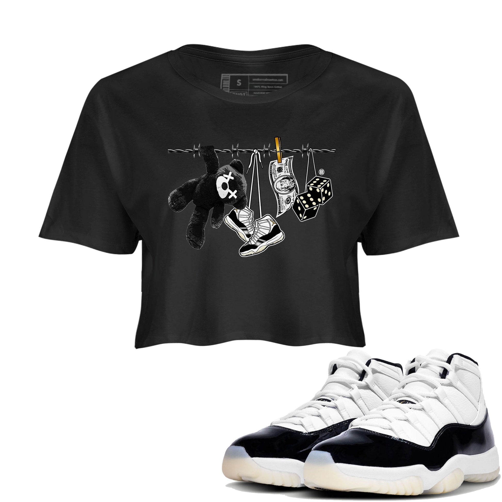 Air Jordan 11 Gratitude shirt to match jordans Clothesline sneaker tees Jordan 11 Retro Gratitude SNRT Sneaker Tees Sneaker Matching Cotton Shirt Black 1 crop length shirt