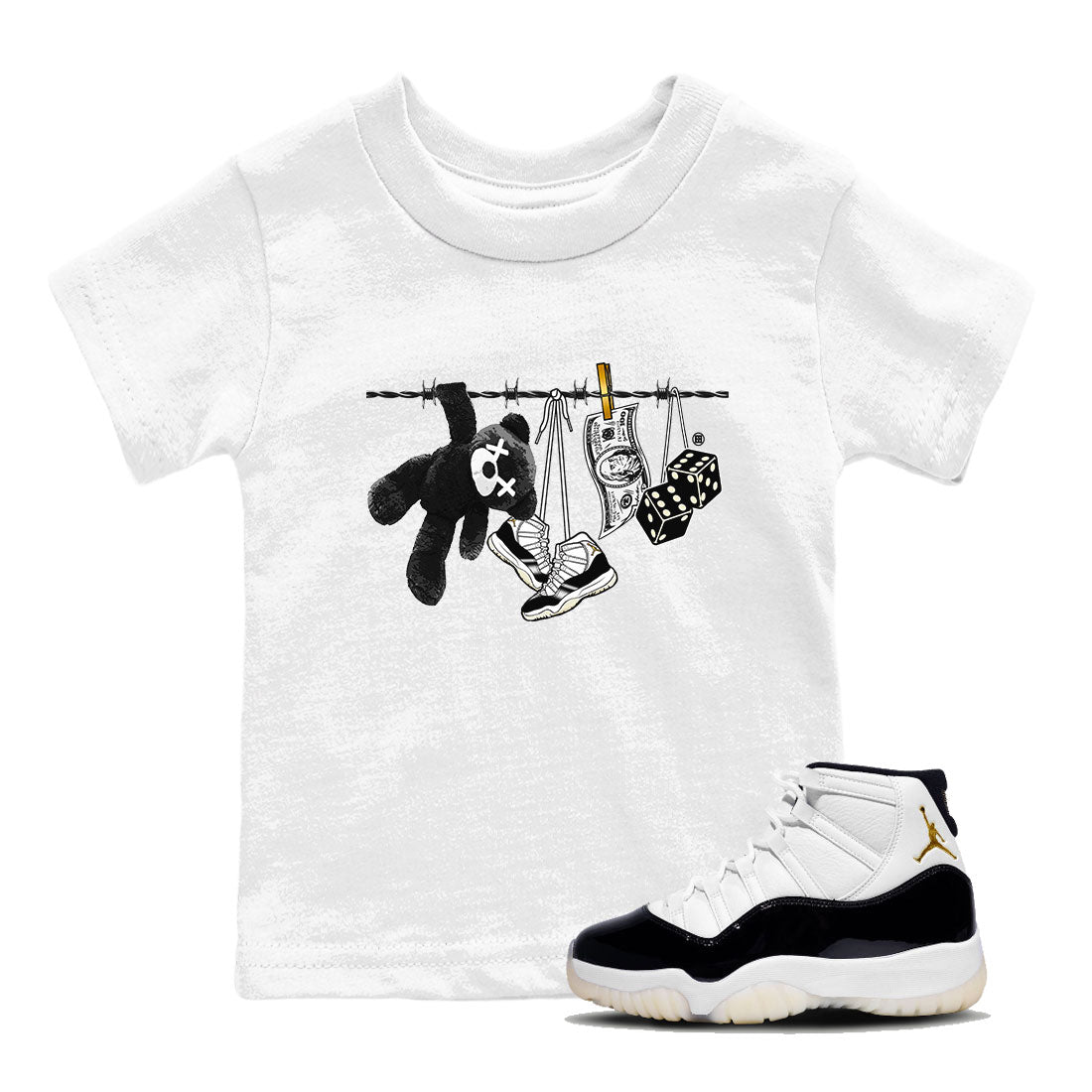 Air Jordan 11 Gratitude shirt to match jordans Clothesline sneaker tees Jordan 11 Retro Gratitude SNRT Sneaker Tees Sneaker Matching Cotton Shirt baby toddler White 1 cotton Shirt