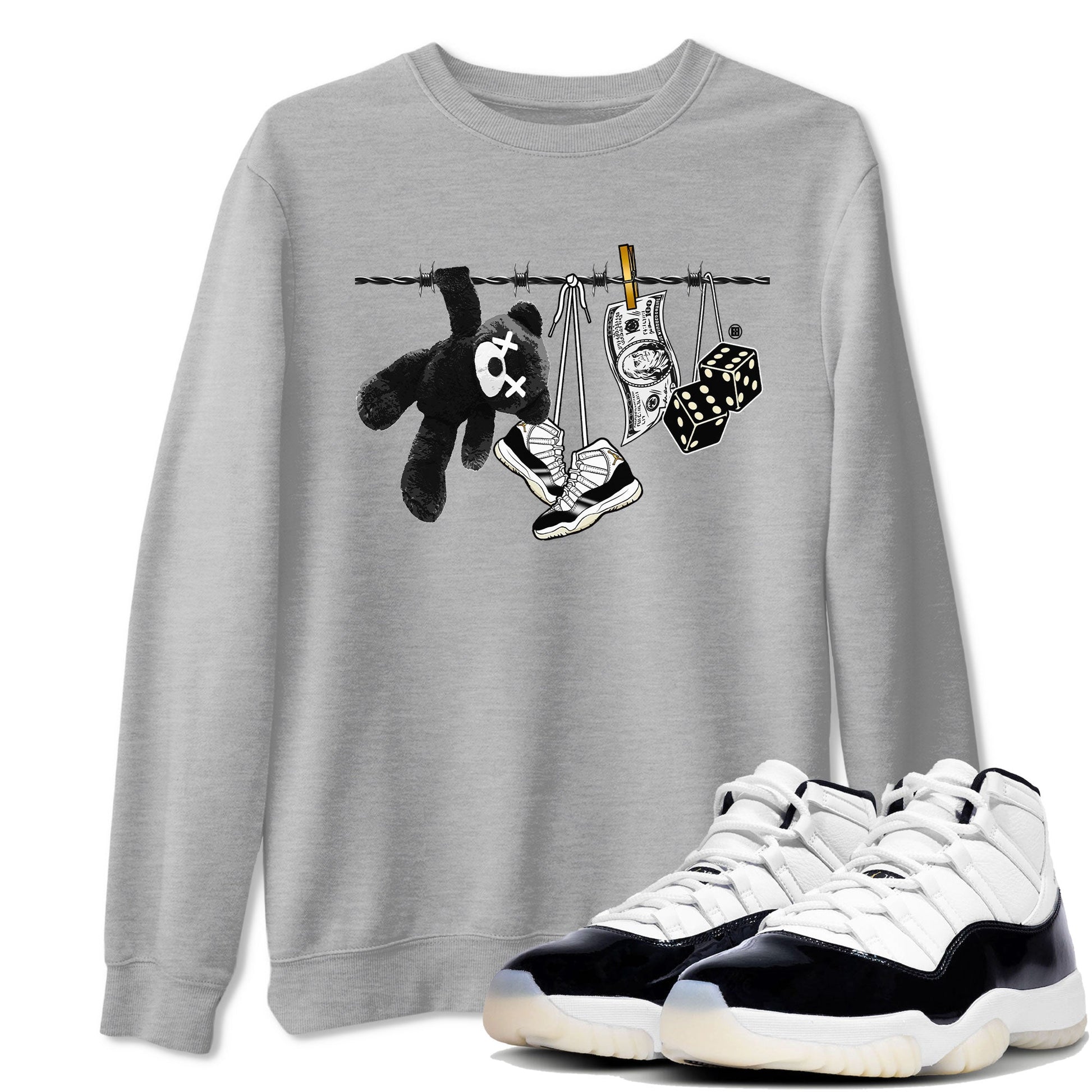 Air Jordan 11 Gratitude shirt to match jordans Clothesline sneaker tees Jordan 11 Retro Gratitude SNRT Sneaker Tees Sneaker Matching Cotton Shirt unisex cotton Heather Grey 1 crew neck shirt