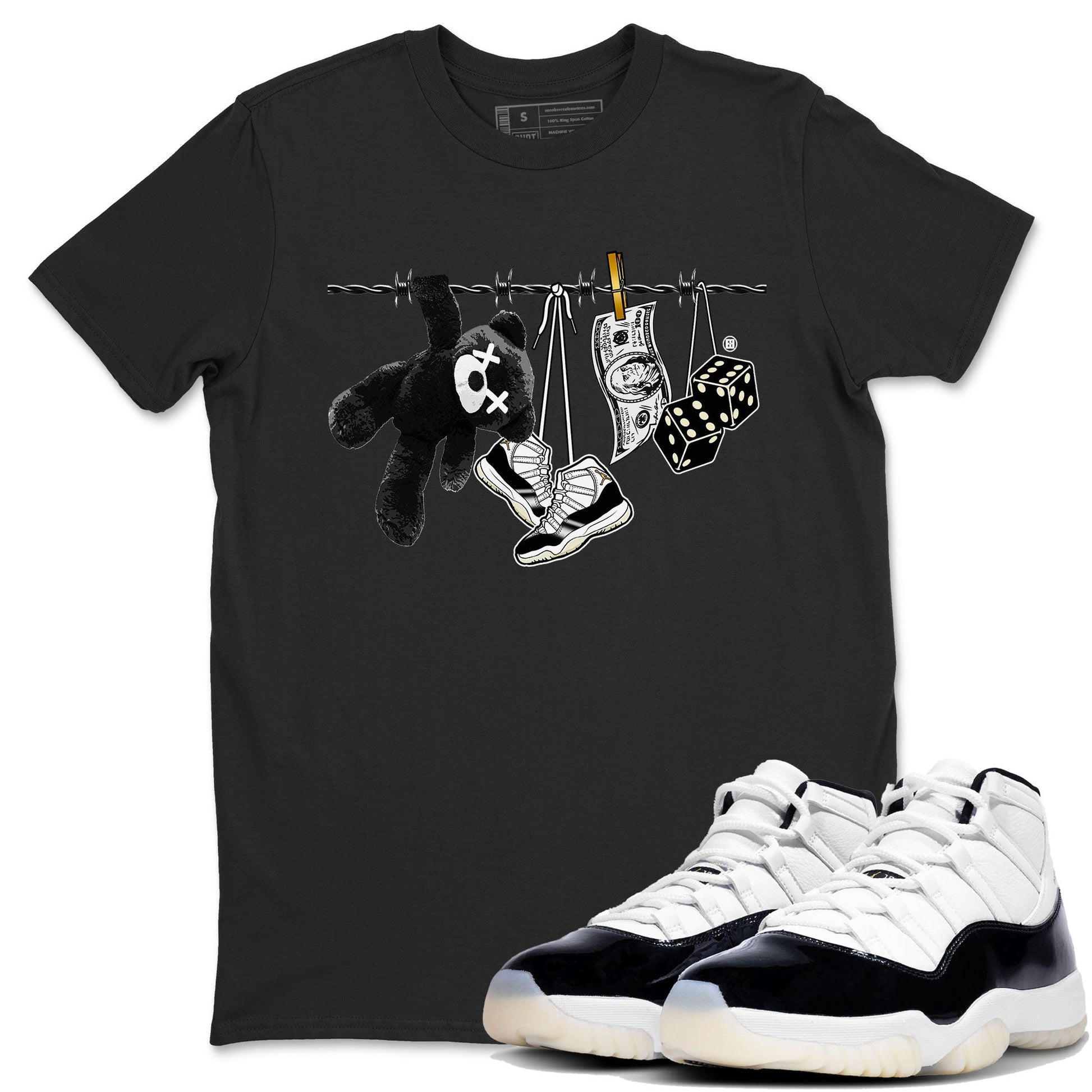 Air Jordan 11 Gratitude shirt to match jordans Clothesline sneaker tees Jordan 11 Retro Gratitude SNRT Sneaker Tees Sneaker Matching Cotton Shirt unisex cotton Black 1 crew neck shirt