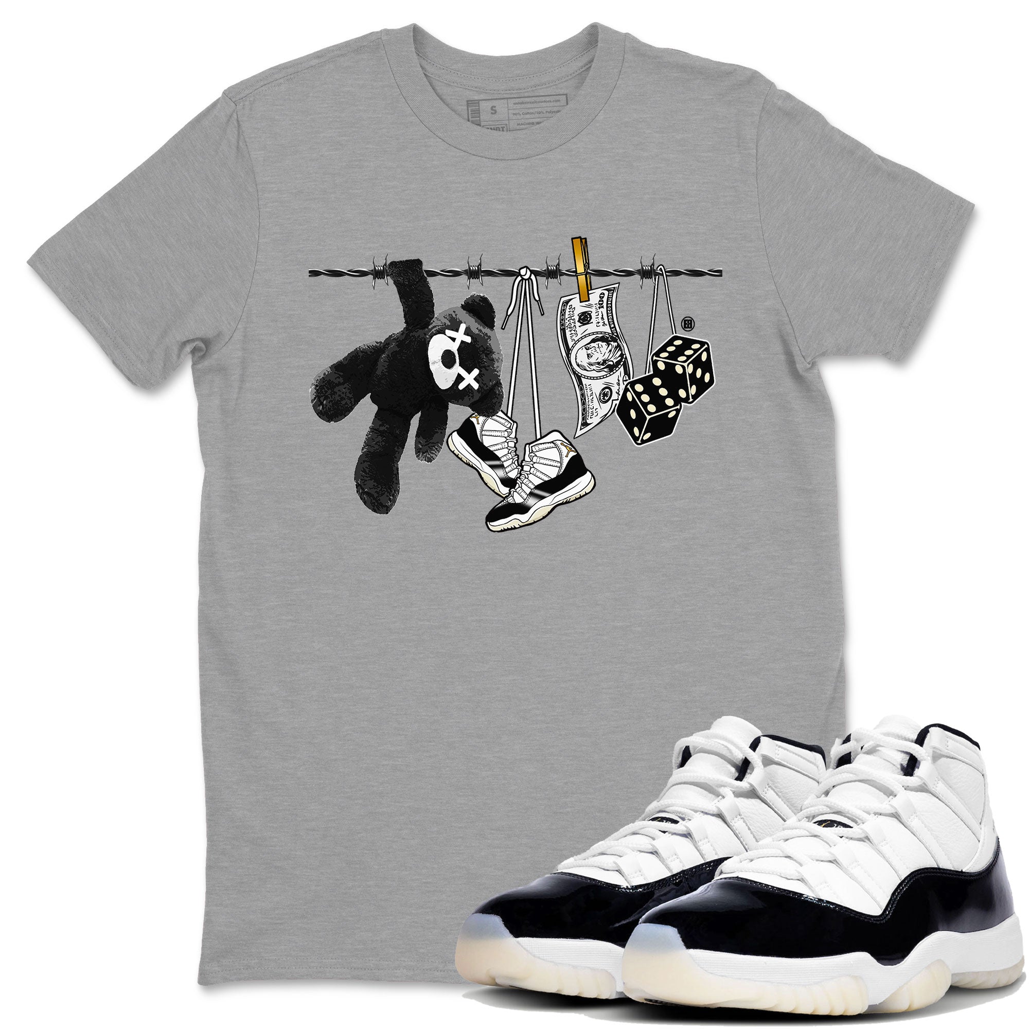 Air Jordan 11 Gratitude shirt to match jordans Clothesline sneaker tees Jordan 11 Retro Gratitude SNRT Sneaker Tees Sneaker Matching Cotton Shirt unisex cotton Heather Grey 1 crew neck shirt