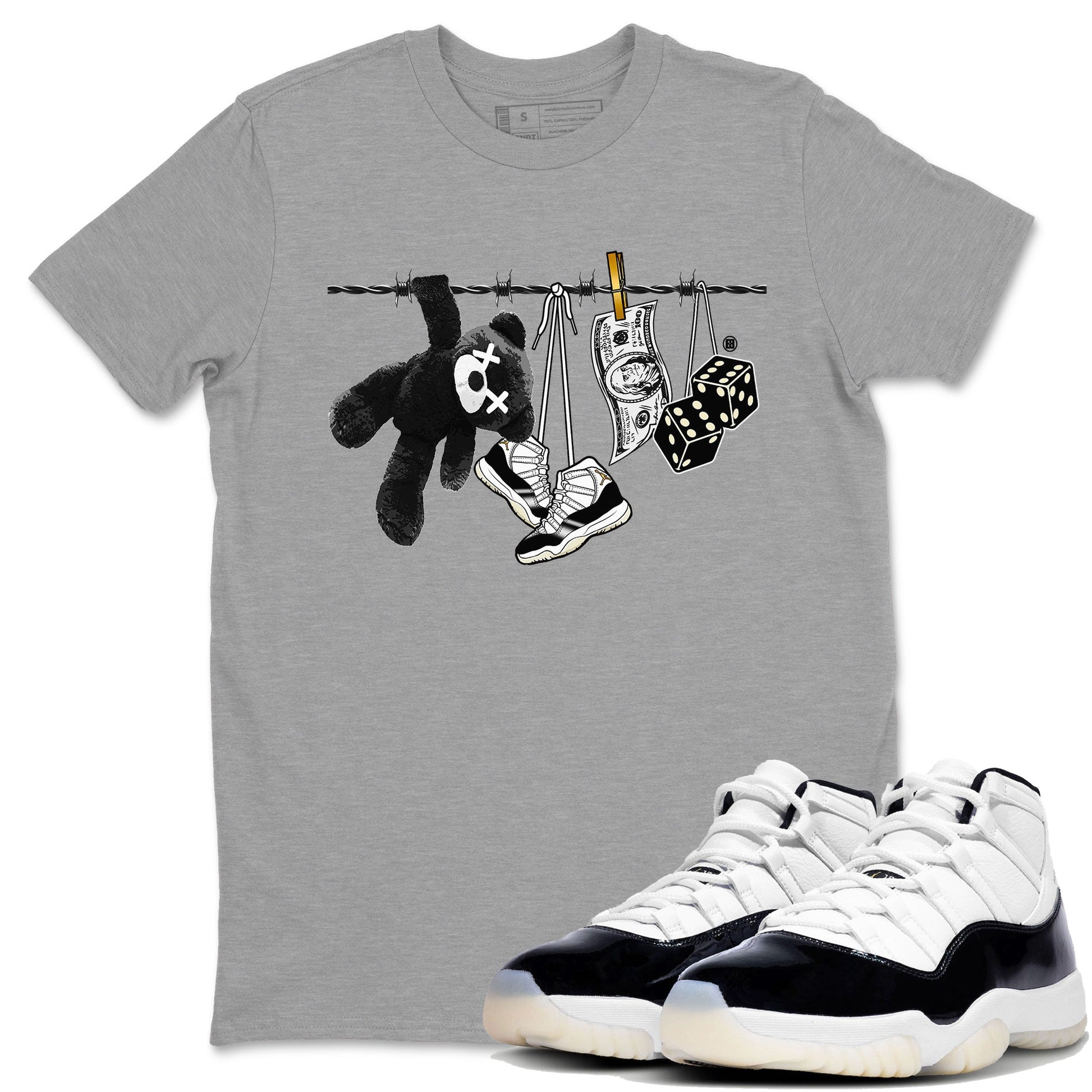 Air Jordan 11 Gratitude shirt to match jordans Clothesline sneaker tees Jordan 11 Retro Gratitude SNRT Sneaker Tees Sneaker Matching Cotton Shirt unisex cotton Heather Grey 1 crew neck shirt
