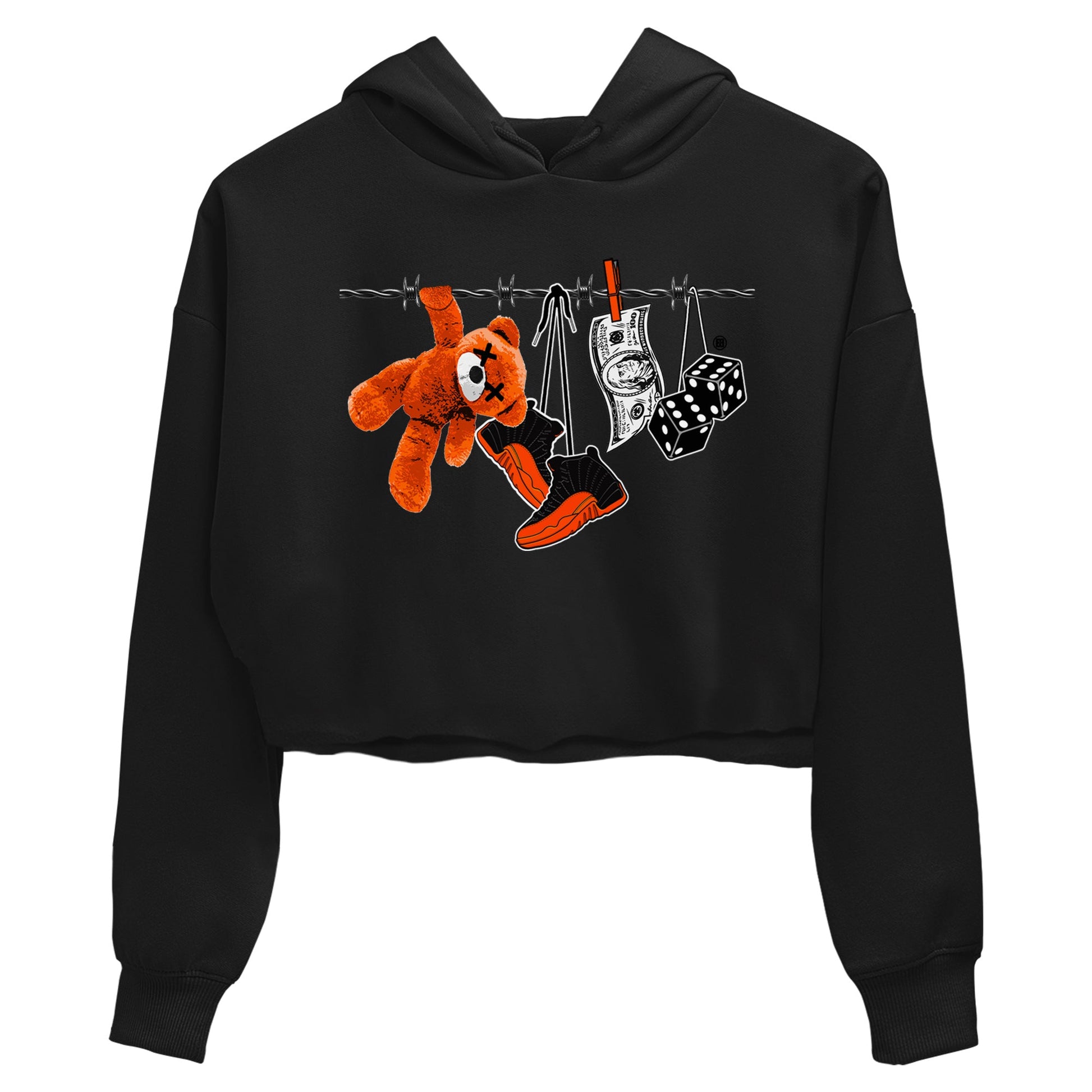 Air Jordan 12 Brilliant Orange Sneaker Match Tees Clothesline Sneaker Tees 12s Brilliant Orange Tee Women's Shirts Black 2