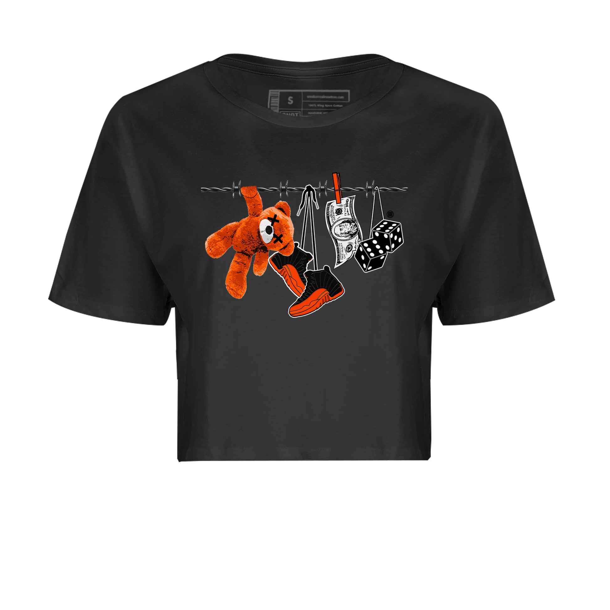 Air Jordan 12 Brilliant Orange Sneaker Match Tees Clothesline Sneaker Tees 12s Brilliant Orange Tee Women's Shirts Black 2