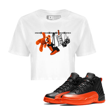 Air Jordan 12 Brilliant Orange Sneaker Match Tees Clothesline Sneaker Tees 12s Brilliant Orange Tee Women's Shirts White 1