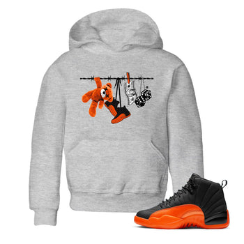 Air Jordan 12 Brilliant Orange Sneaker Match Tees Clothesline Sneaker Tees 12s Brilliant Orange Tee Kids Shirts Heather Grey 1