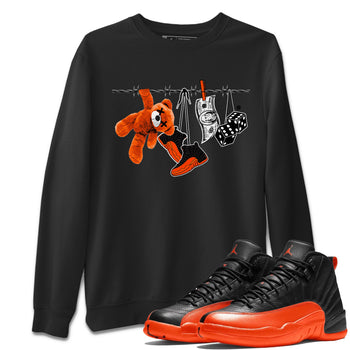 Air Jordan 12 Brilliant Orange Sneaker Match Tees Clothesline Sneaker Tees 12s Brilliant Orange Tee Unisex Shirts Black 1