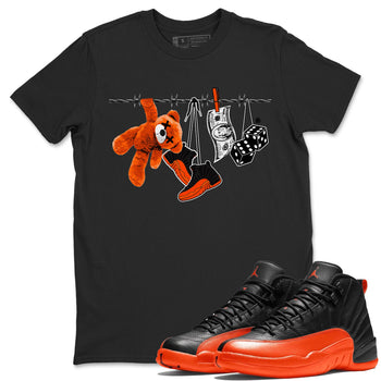 Air Jordan 12 Brilliant Orange Sneaker Match Tees Clothesline Sneaker Tees 12s Brilliant Orange Tee Unisex Shirts Black 1