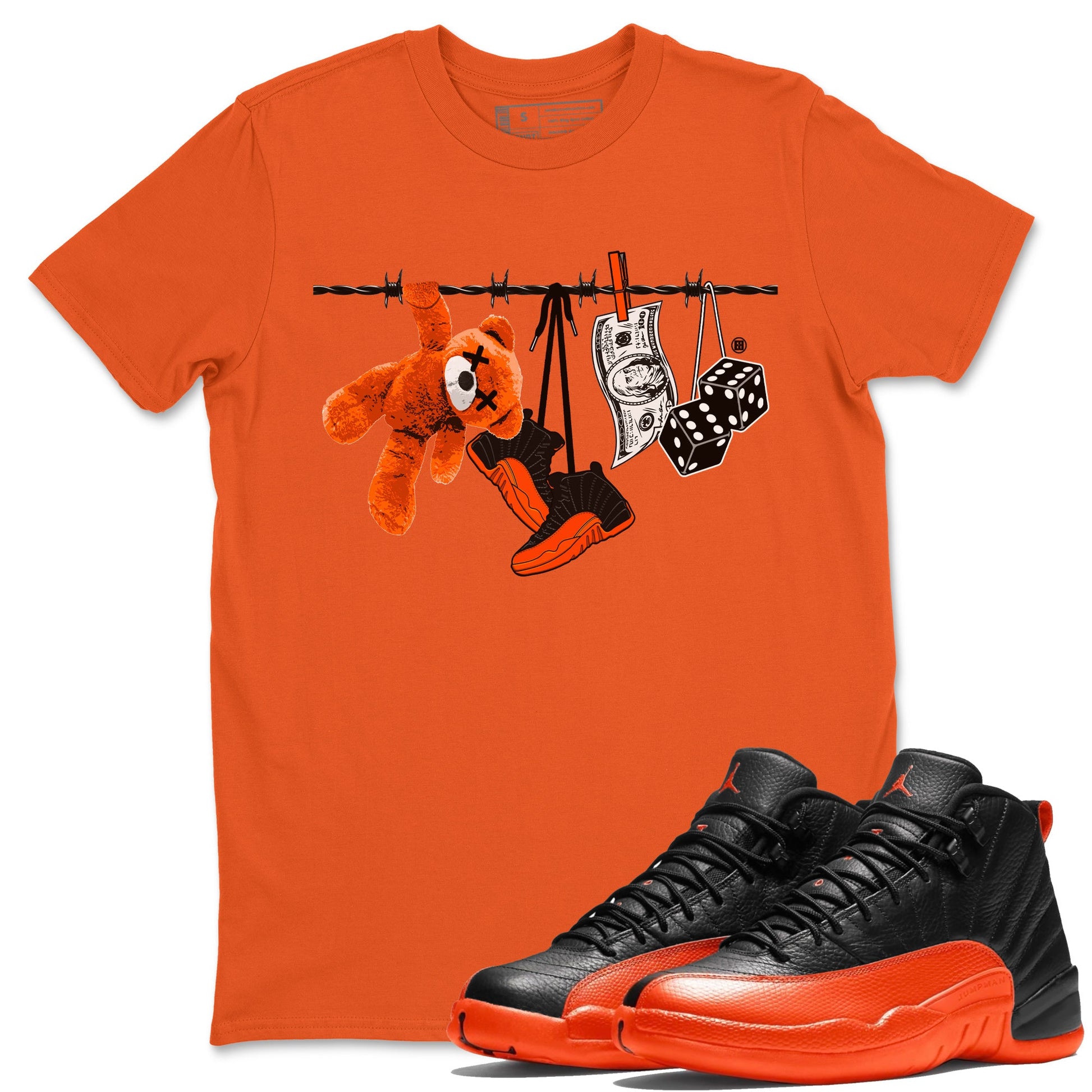 Air Jordan 12 Brilliant Orange Sneaker Match Tees Clothesline Sneaker Tees 12s Brilliant Orange Tee Unisex Shirts Orange 1