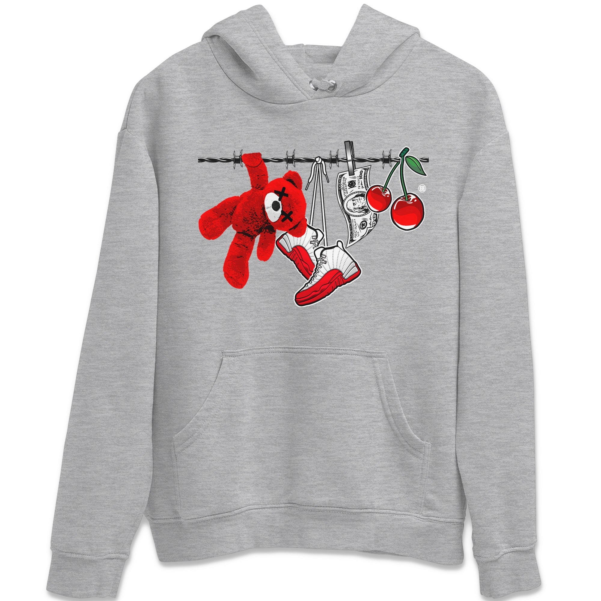 12s Cherry Sneaker Match Tees Clothesline Sneaker Tees Air Jordan 12 Cherry Sneaker Release Tees Unisex Shirts Heather Grey 2