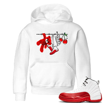 12s Cherry Sneaker Match Tees Clothesline Sneaker Tees Air Jordan 12 Cherry Sneaker Release Tees Kids Shirts White 1