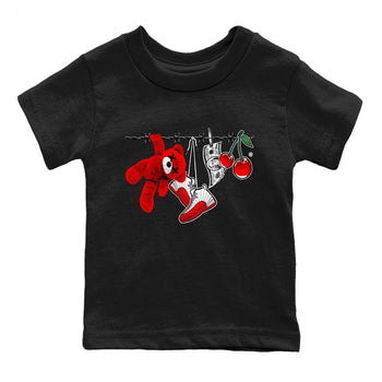 12s Cherry Sneaker Match Tees Clothesline Sneaker Tees Air Jordan 12 Cherry Sneaker Release Tees Kids Shirts Black 2