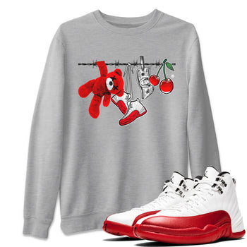 12s Cherry Sneaker Match Tees Clothesline Sneaker Tees Air Jordan 12 Cherry Sneaker Release Tees Unisex Shirts Heather Grey 1