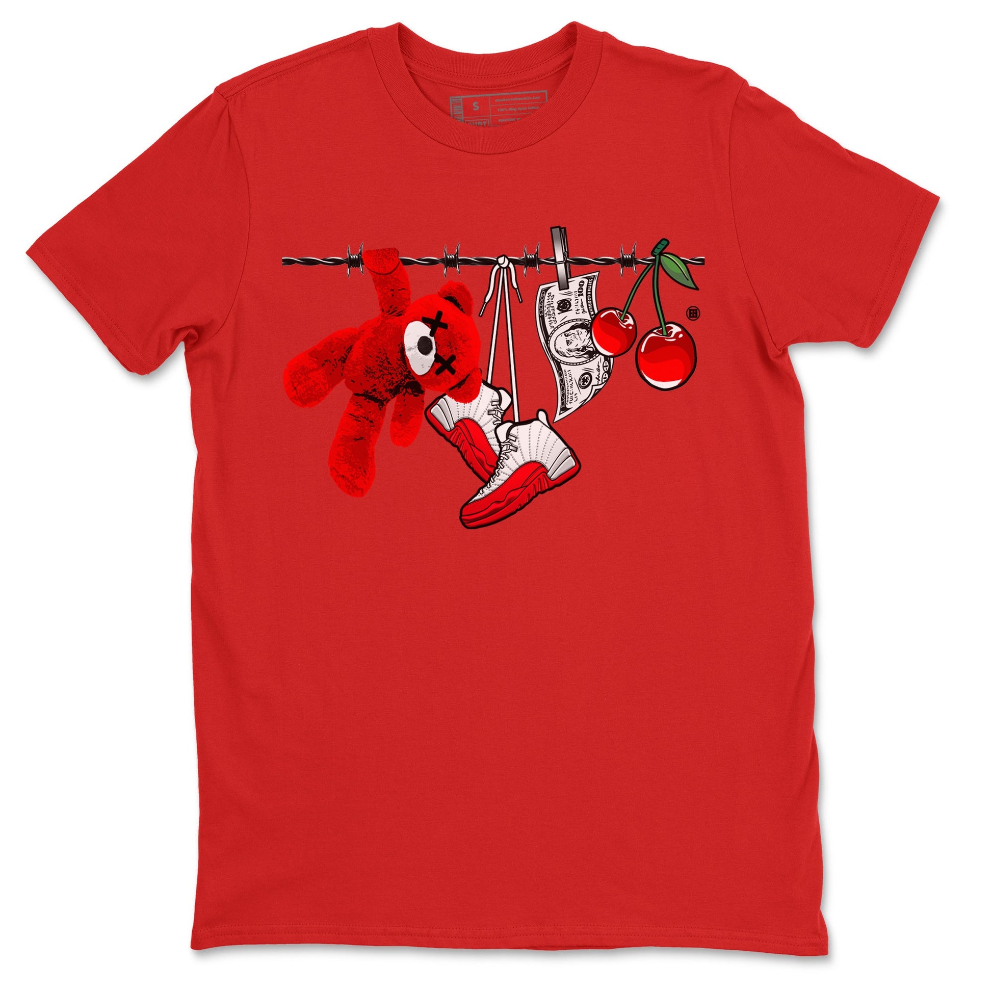 12s Cherry Sneaker Match Tees Clothesline Sneaker Tees Air Jordan 12 Cherry Sneaker Release Tees Unisex Shirts Red 2