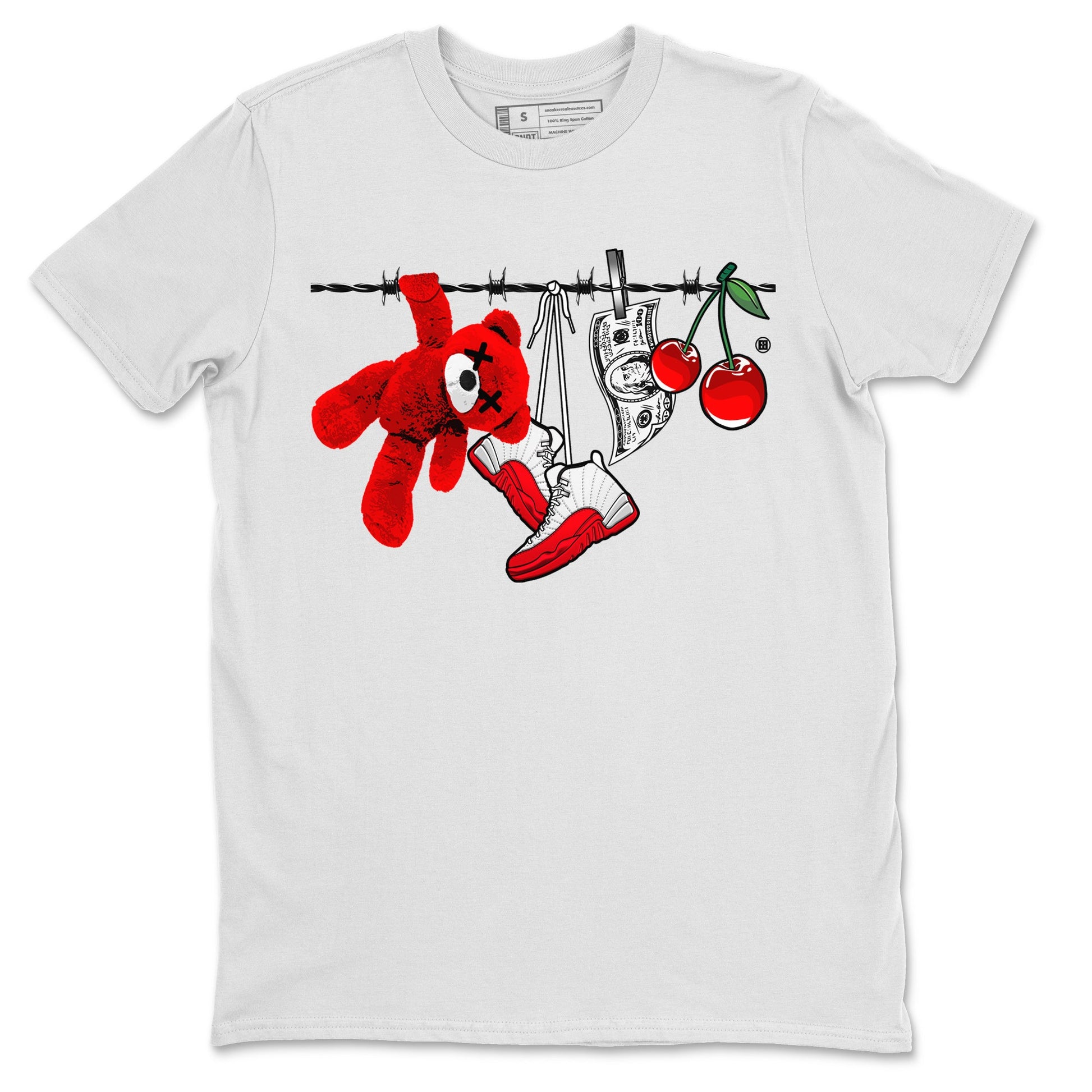 12s Cherry Sneaker Match Tees Clothesline Sneaker Tees Air Jordan 12 Cherry Sneaker Release Tees Unisex Shirts White 2