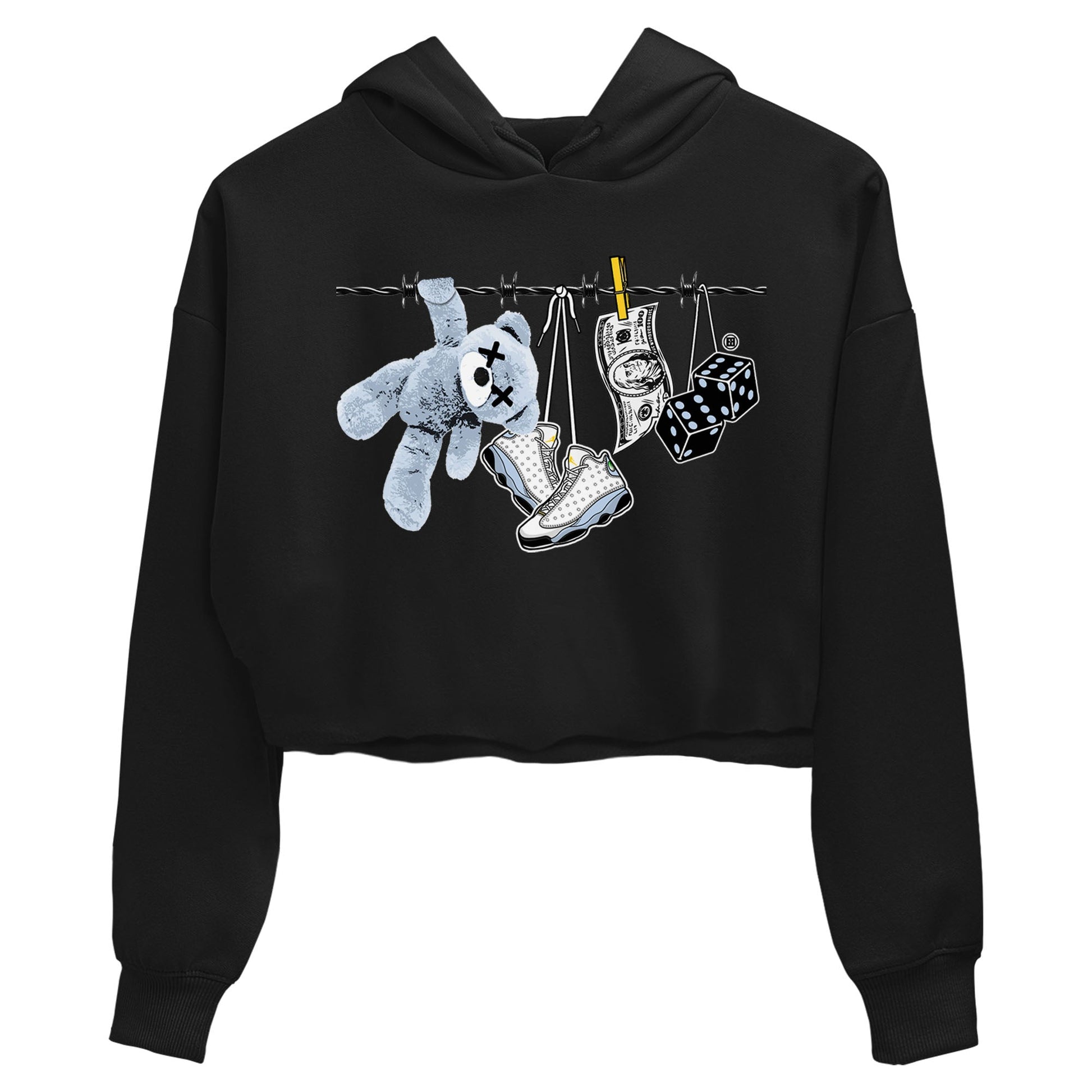 13s Blue Grey shirt to match jordans Clothesline sneaker tees Air Jordan 13 Retro Blue Grey SNRT Sneaker Release Tees Black 2 crop length shirt