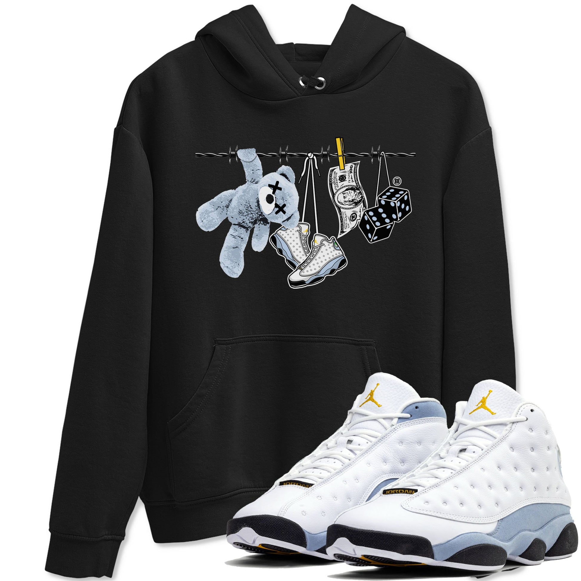 13s Blue Grey shirt to match jordans Clothesline sneaker tees Air Jordan 13 Retro Blue Grey SNRT Sneaker Release Tees unisex cotton Black 1 crew neck shirt