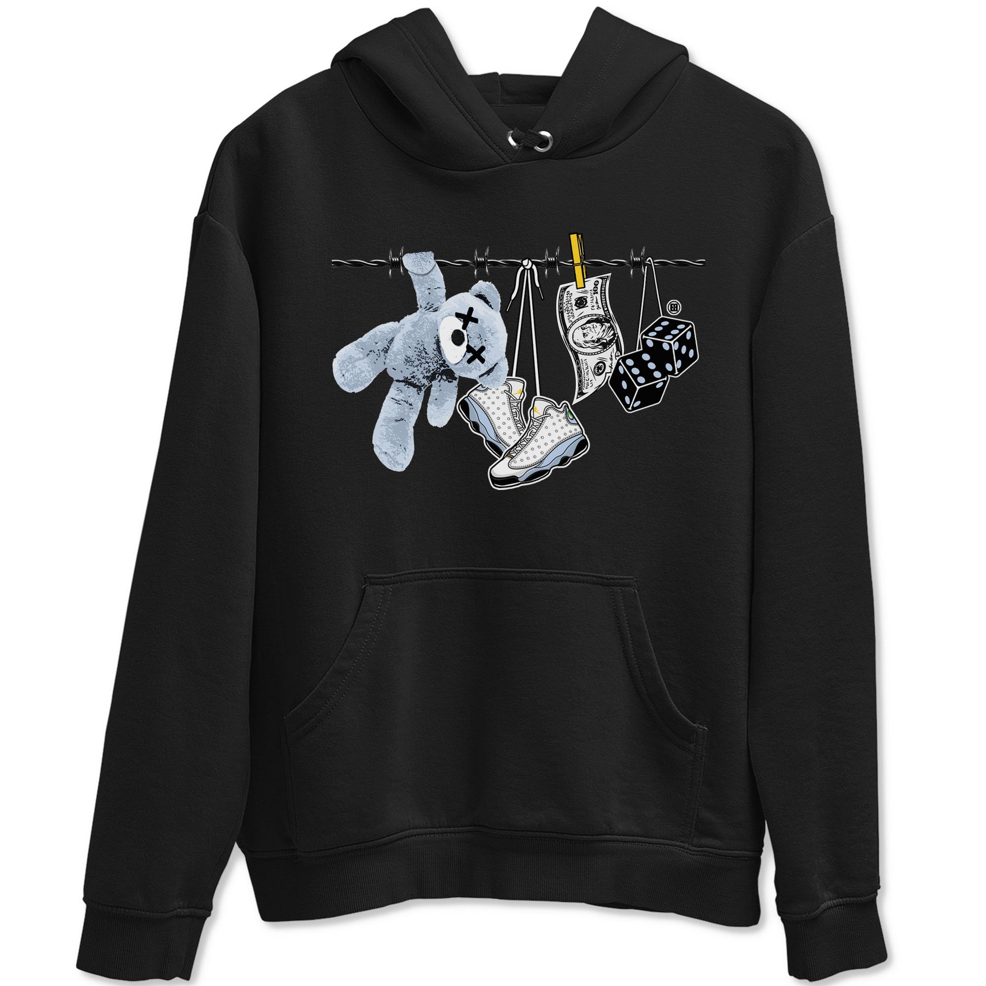 13s Blue Grey shirt to match jordans Clothesline sneaker tees Air Jordan 13 Retro Blue Grey SNRT Sneaker Release Tees unisex cotton Black 2 crew neck shirt