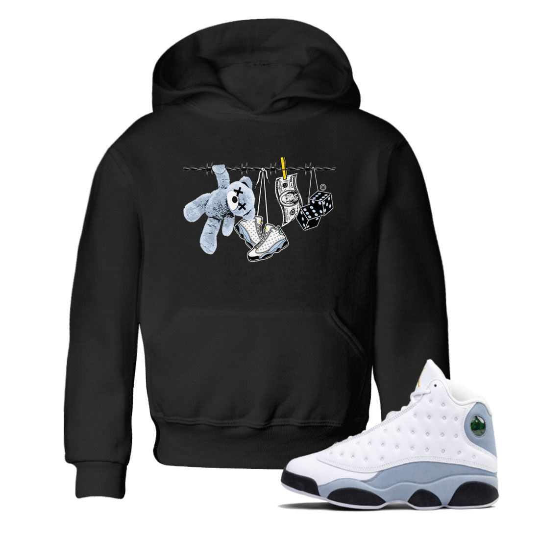 13s Blue Grey shirt to match jordans Clothesline sneaker tees Air Jordan 13 Retro Blue Grey SNRT sneaker release tees baby toddler Black 1 cotton Shirt