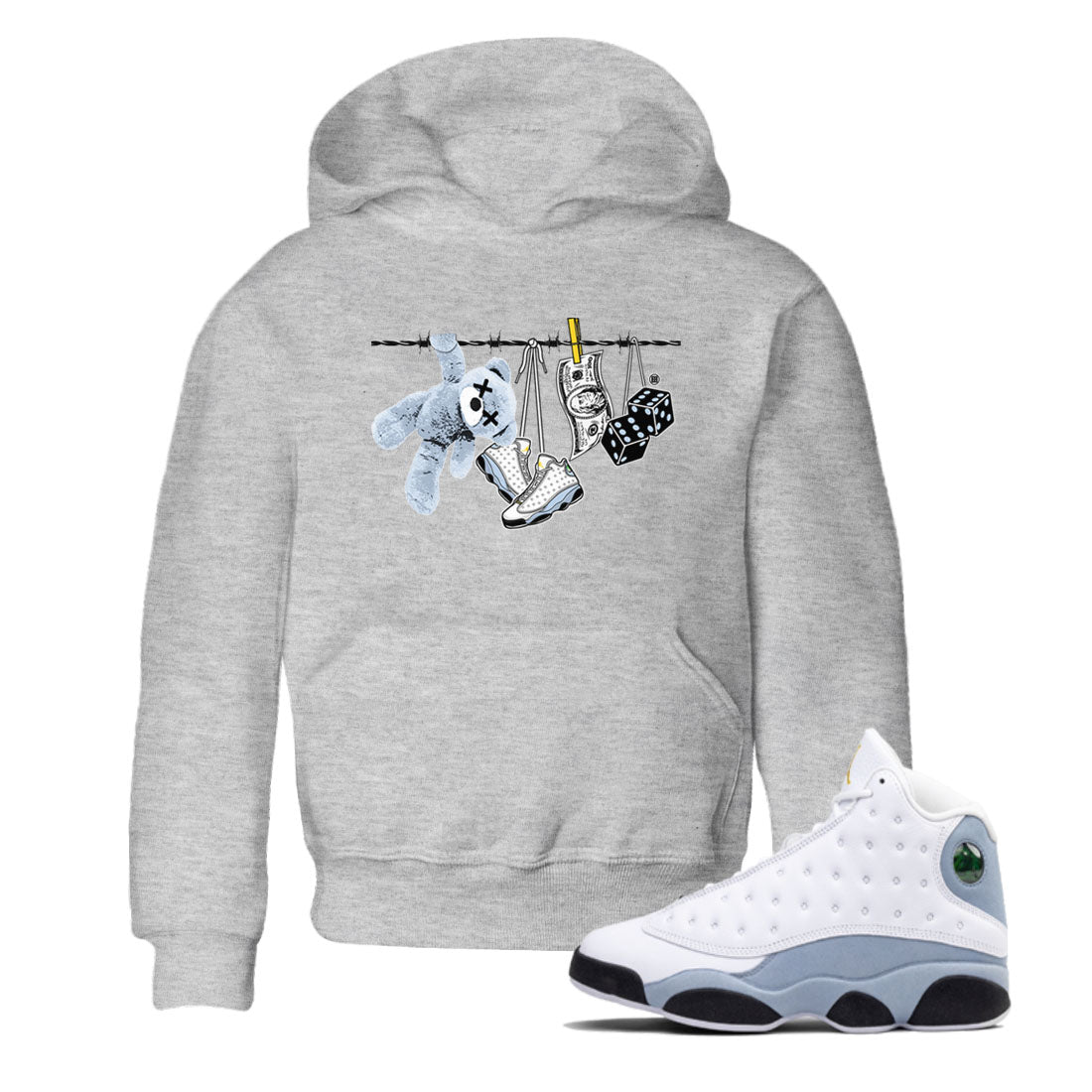 13s Blue Grey shirt to match jordans Clothesline sneaker tees Air Jordan 13 Retro Blue Grey SNRT sneaker release tees baby toddler Heather Grey 1 cotton Shirt