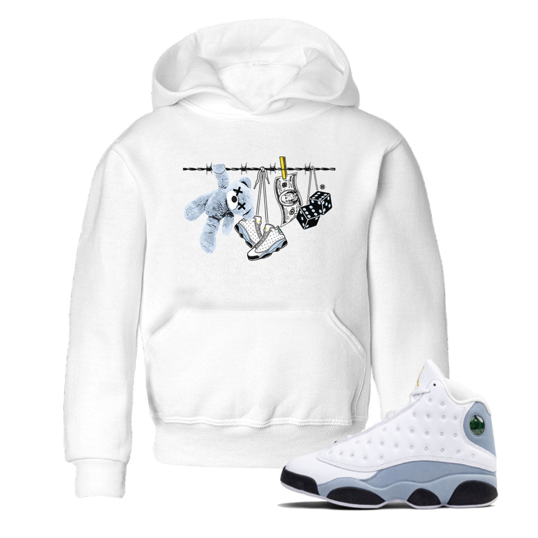 13s Blue Grey shirt to match jordans Clothesline sneaker tees Air Jordan 13 Retro Blue Grey SNRT sneaker release tees baby toddler White 1 cotton Shirt