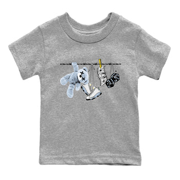 13s Blue Grey shirt to match jordans Clothesline sneaker tees Air Jordan 13 Retro Blue Grey SNRT sneaker release tees baby toddler Heather Grey 2 cotton Shirt
