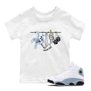 13s Blue Grey shirt to match jordans Clothesline sneaker tees Air Jordan 13 Retro Blue Grey SNRT sneaker release tees baby toddler White 1 cotton Shirt