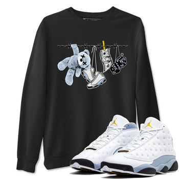 13s Blue Grey shirt to match jordans Clothesline sneaker tees Air Jordan 13 Retro Blue Grey SNRT Sneaker Release Tees unisex cotton Black 1 crew neck shirt
