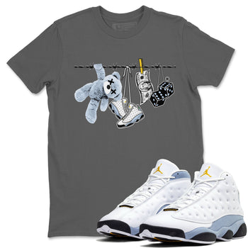 13s Blue Grey shirt to match jordans Clothesline sneaker tees Air Jordan 13 Retro Blue Grey SNRT Sneaker Release Tees unisex cotton Cool Grey 1 crew neck shirt