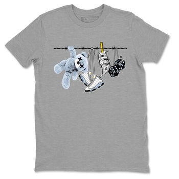 13s Blue Grey shirt to match jordans Clothesline sneaker tees Air Jordan 13 Retro Blue Grey SNRT Sneaker Release Tees unisex cotton Heather Grey 2 crew neck shirt