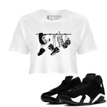 14s Panda shirt to match jordans Clothesline sneaker tees Air Jordan 14 Panda SNRT Sneaker Release Tees White 1 crop length shirt