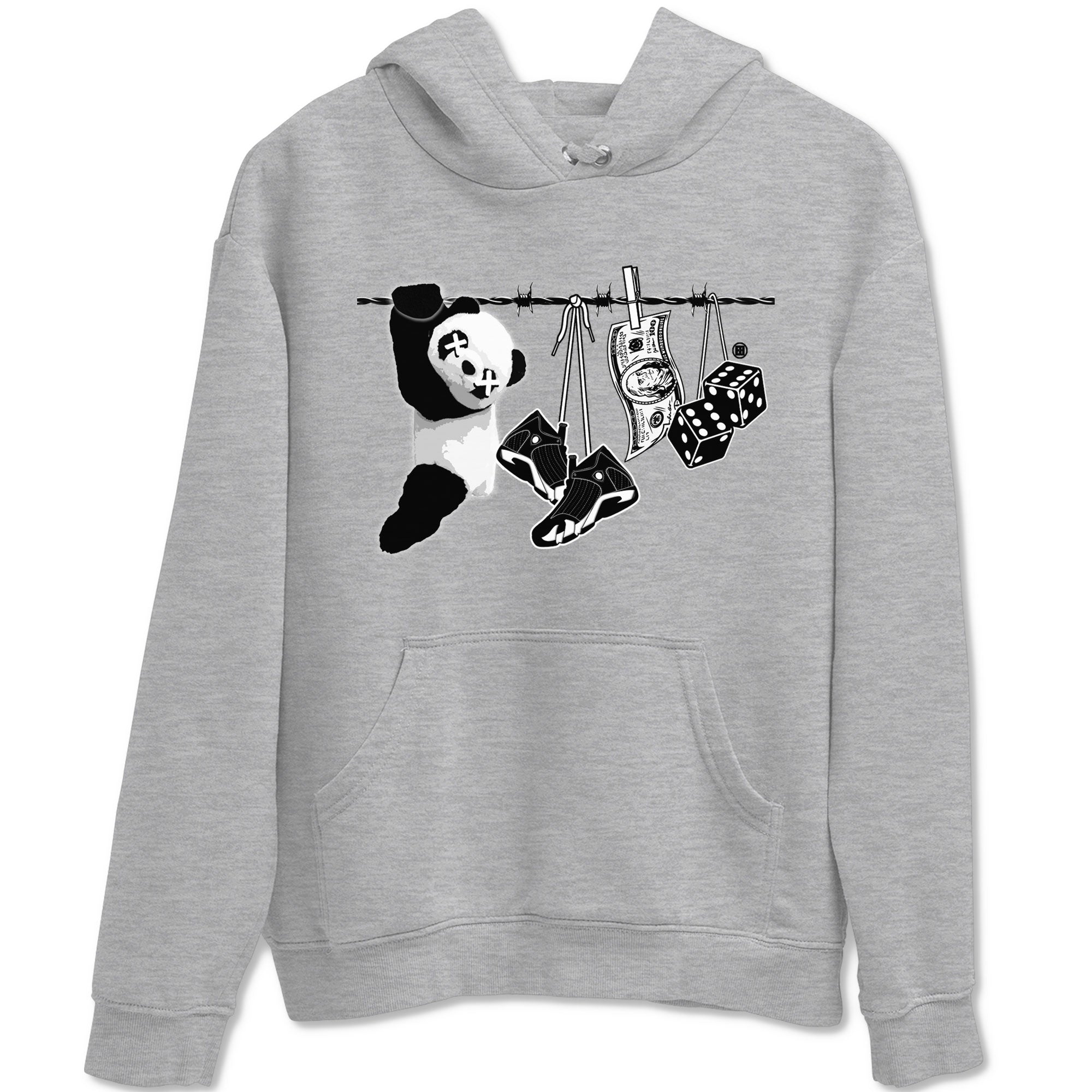 14s Panda shirt to match jordans Clothesline sneaker tees Air Jordan 14 Panda SNRT Sneaker Release Tees unisex cotton Heather Grey 2 crew neck shirt
