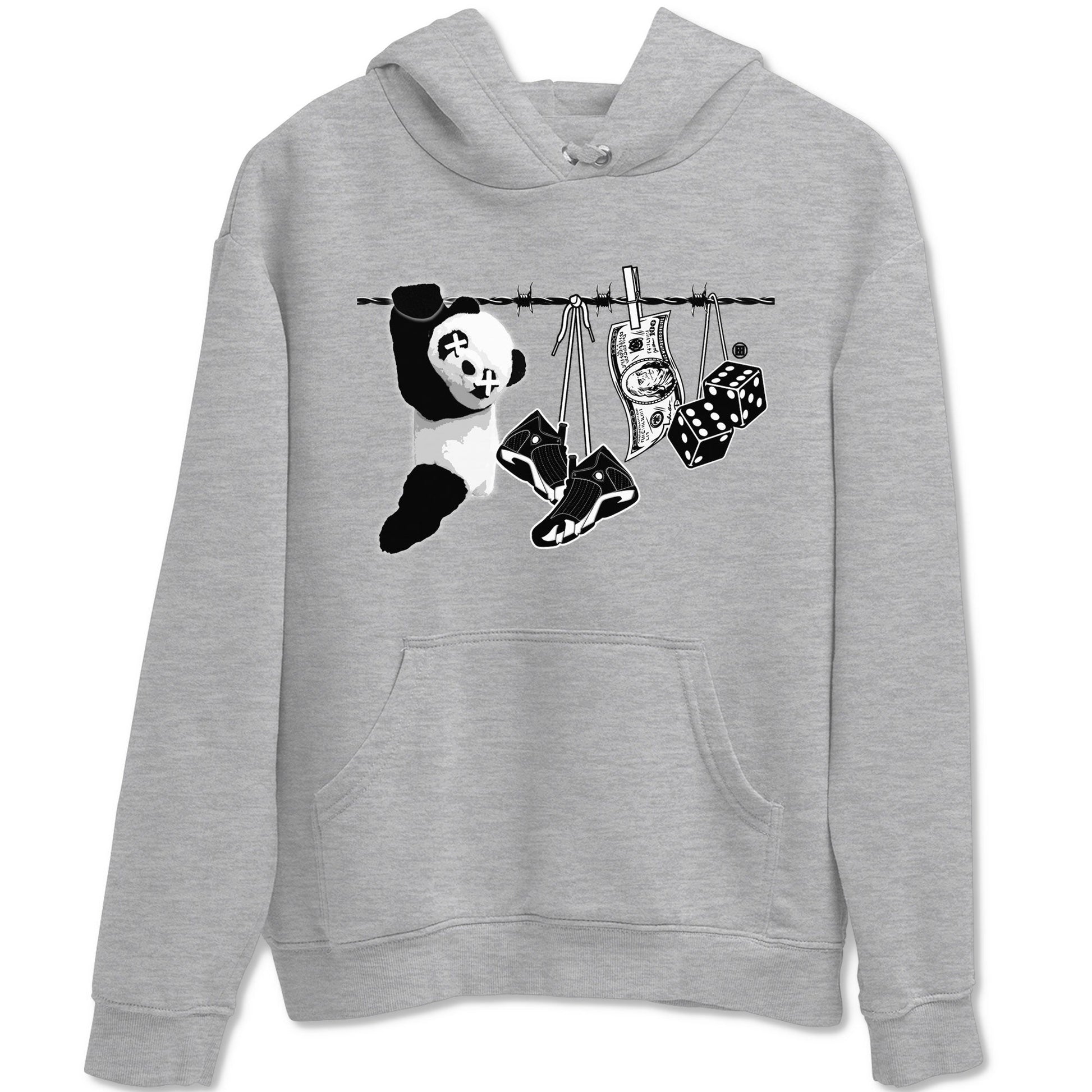 14s Panda shirt to match jordans Clothesline sneaker tees Air Jordan 14 Panda SNRT Sneaker Release Tees unisex cotton Heather Grey 2 crew neck shirt
