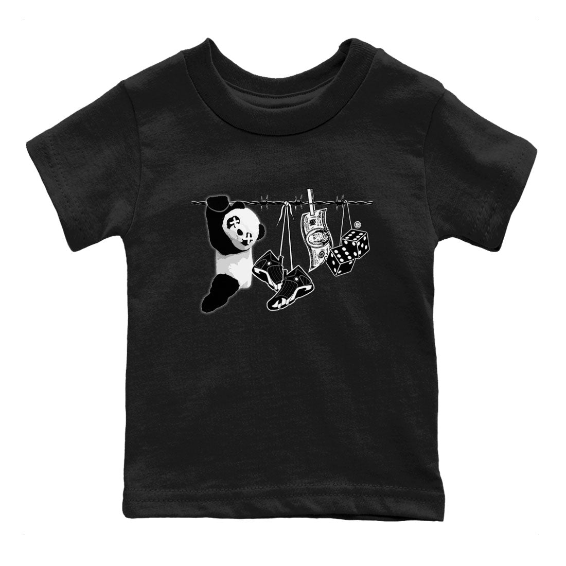 14s Panda shirt to match jordans Clothesline sneaker tees Air Jordan 14 Panda SNRT sneaker release tees baby toddler Black 2 cotton Shirt