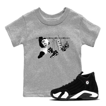 14s Panda shirt to match jordans Clothesline sneaker tees Air Jordan 14 Panda SNRT sneaker release tees baby toddler Heather Grey 1 cotton Shirt