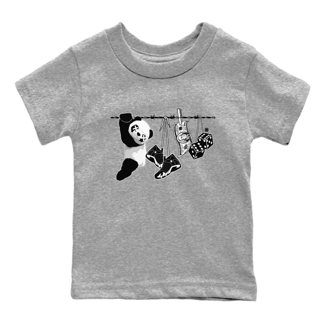 14s Panda shirt to match jordans Clothesline sneaker tees Air Jordan 14 Panda SNRT sneaker release tees baby toddler Heather Grey 2 cotton Shirt