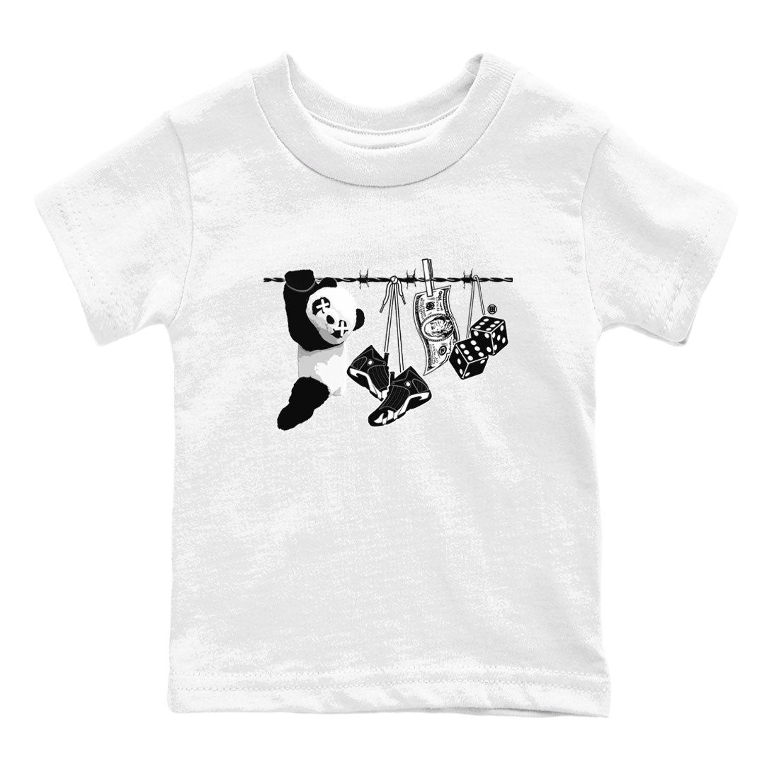 14s Panda shirt to match jordans Clothesline sneaker tees Air Jordan 14 Panda SNRT sneaker release tees baby toddler White 2 cotton Shirt
