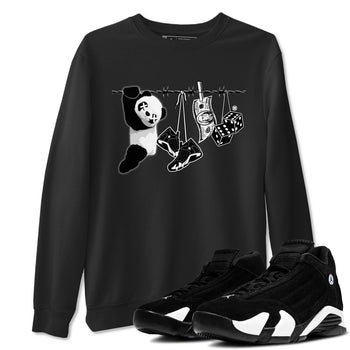 14s Panda shirt to match jordans Clothesline sneaker tees Air Jordan 14 Panda SNRT Sneaker Release Tees unisex cotton Black 1 crew neck shirt