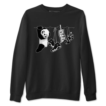 14s Panda shirt to match jordans Clothesline sneaker tees Air Jordan 14 Panda SNRT Sneaker Release Tees unisex cotton Black 2 crew neck shirt