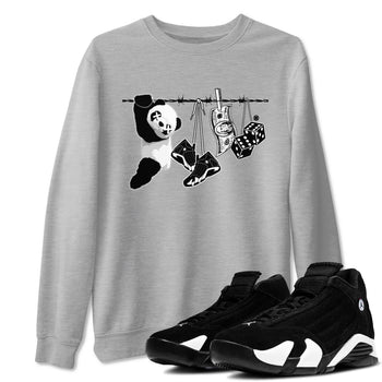 14s Panda shirt to match jordans Clothesline sneaker tees Air Jordan 14 Panda SNRT Sneaker Release Tees unisex cotton Heather Grey 1 crew neck shirt