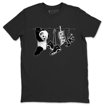 14s Panda shirt to match jordans Clothesline sneaker tees Air Jordan 14 Panda SNRT Sneaker Release Tees unisex cotton Black 2 crew neck shirt