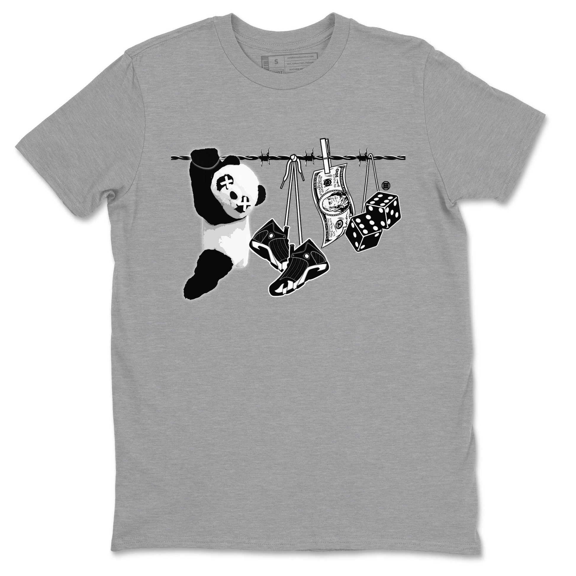 14s Panda shirt to match jordans Clothesline sneaker tees Air Jordan 14 Panda SNRT Sneaker Release Tees unisex cotton Heather Grey 2 crew neck shirt