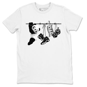 14s Panda shirt to match jordans Clothesline sneaker tees Air Jordan 14 Panda SNRT Sneaker Release Tees unisex cotton White 2 crew neck shirt