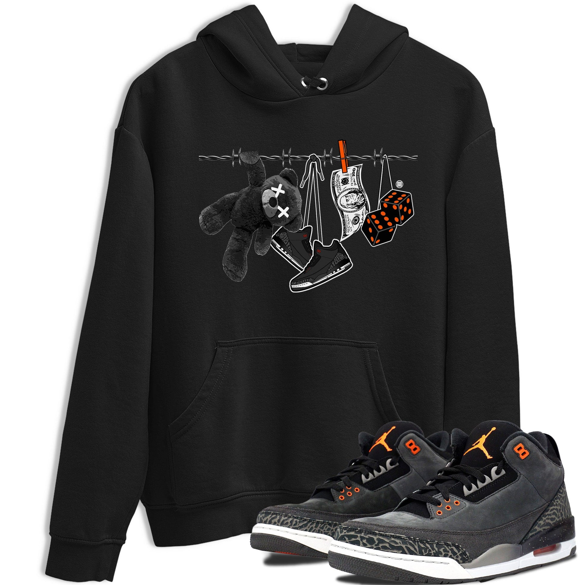 Air Jordan 3 Fear shirt to match jordans Clothesline sneaker tees Air Jordan 3 Fear SNRT Sneaker Release Tees Unisex Black 1 T-Shirt